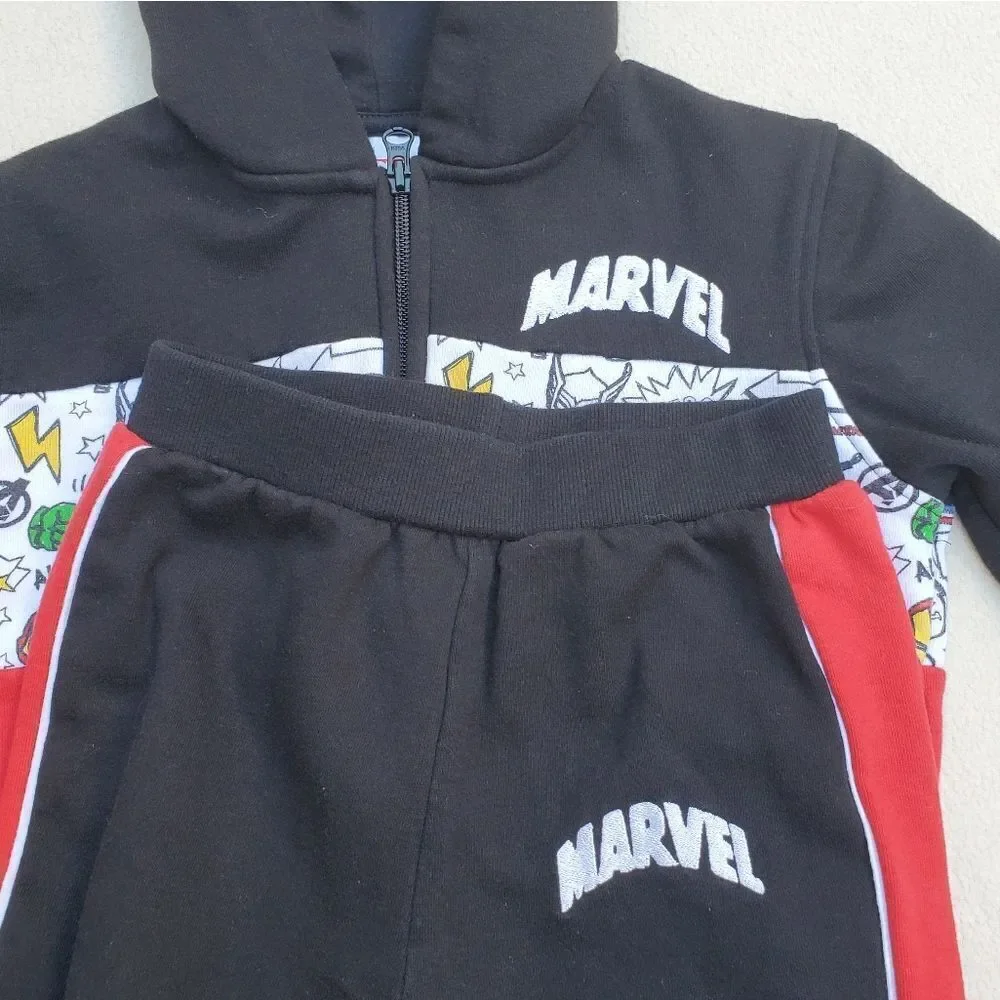 Marvel Avengers Hoodie Jacket Joggers and Short Sleeve Shirt 3 piece set size 4T
